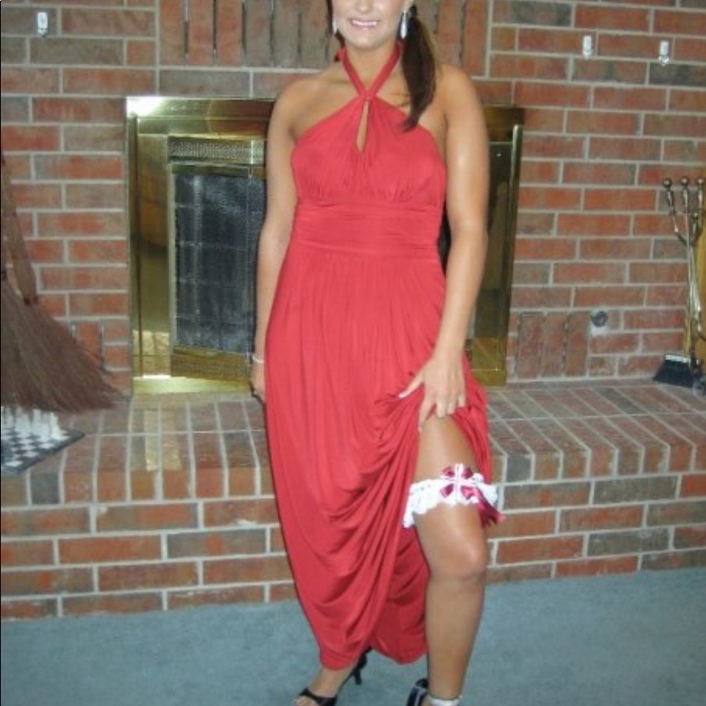 BCBG red halter prom dress